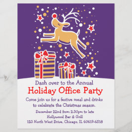 Membrete Folleto de fiesta de oficina brillante para renos 