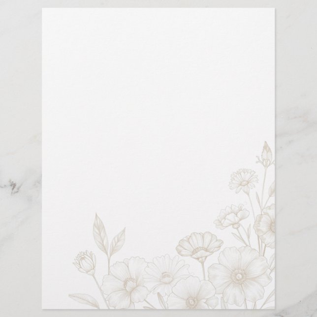 Membrete Fondo de Marco de Arte de Línea Floral Boho Elegan (Anverso)