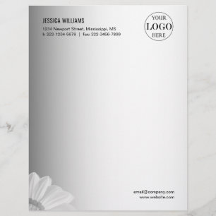 Membrete Fondo gris borroso flor Gerbera borrosa