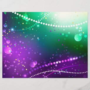 Membrete Fondo morado festivo Mardi Gras