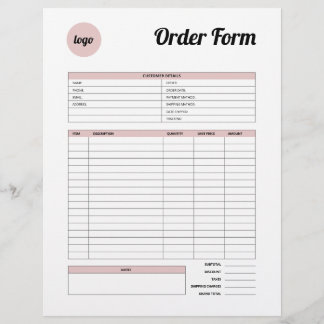 Membrete Formulario de pedido de producto Minimalista rosa