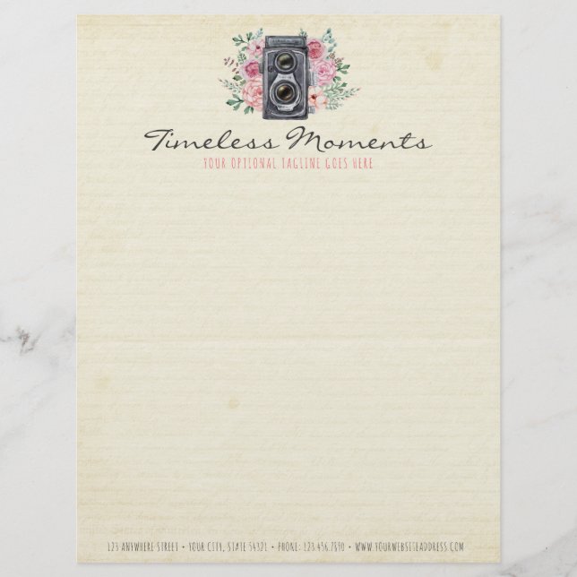 Membrete Fotógrafo rústico de la cámara de la fotografía (Anverso)