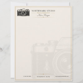 Membrete Fotógrafo Vintage | Cámara de Oro de Lujo