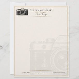 Membrete Fotógrafo Vintage   Cámara de Oro de Lujo