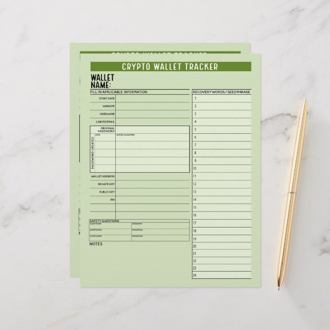 Membrete Frase Semejante de Recuperación de Crypto Wallet P (Anverso/Reverso In Situ)