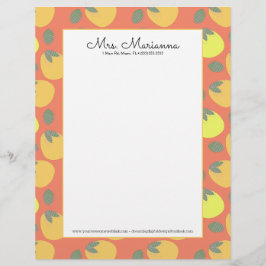 Membrete Fruta divertida de mango naranja amarillo