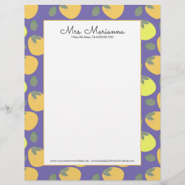 Membrete Fruta divertida naranja amarilla de mango