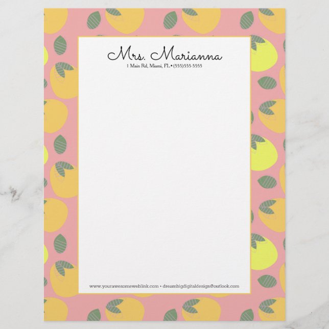 Membrete Fun Mango Naranja Fruta Amarilla (Anverso)