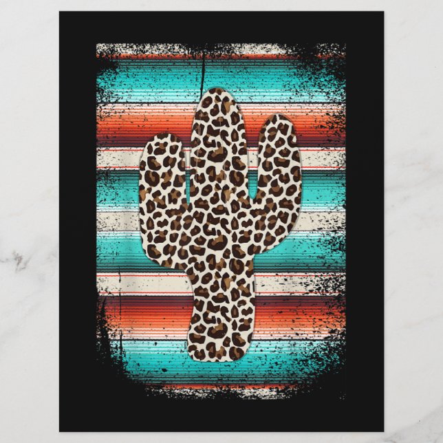 Membrete Funny Leopard Cactus Serape Cactus impresión Turqu (Anverso)