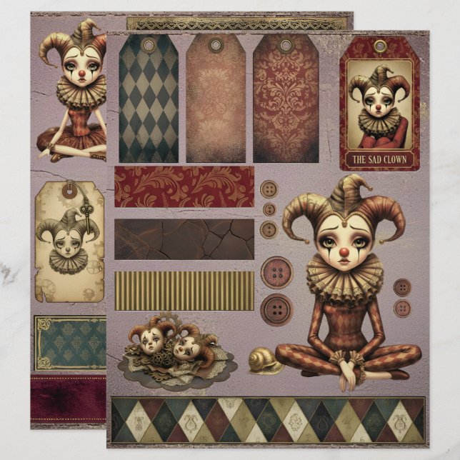 Membrete Fussy Cut Elements - Melancholoc Harlequin (Anverso / Reverso)