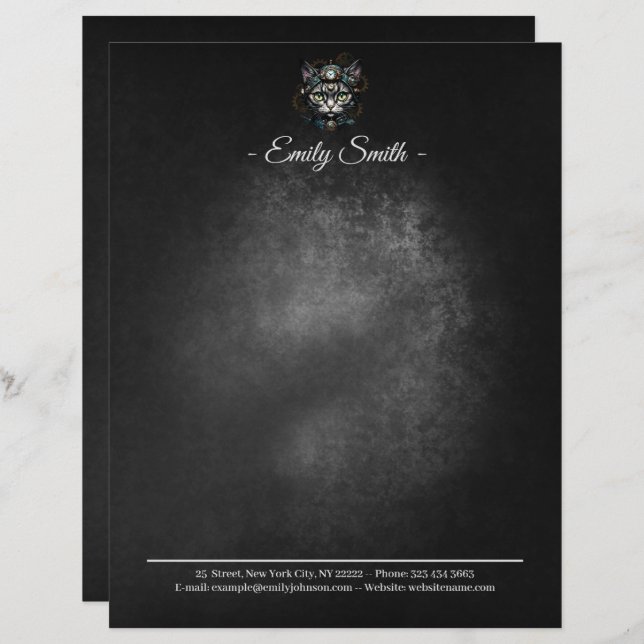 Membrete Gato de vapor con relojes y marchas. (Anverso / Reverso)