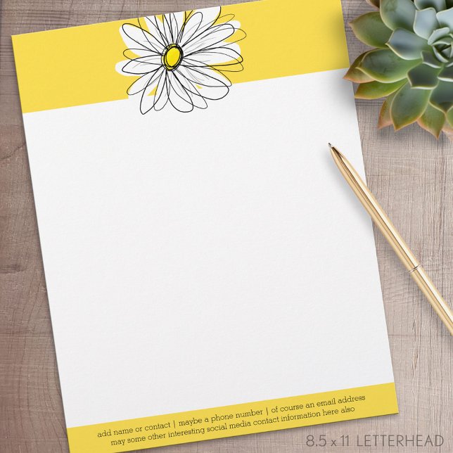 Membrete Gimnasio amarillo y blanco con texto Personalizado (Personalized Letterhead )