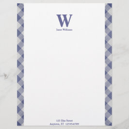 Membrete Gingham Monogram Letterhead