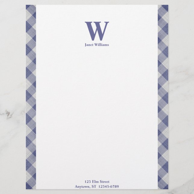 Membrete Gingham Monogram Letterhead (Anverso)