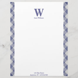 Membrete Gingham Monogram Letterhead