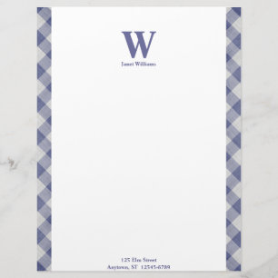 Membrete Gingham Monogram Letterhead