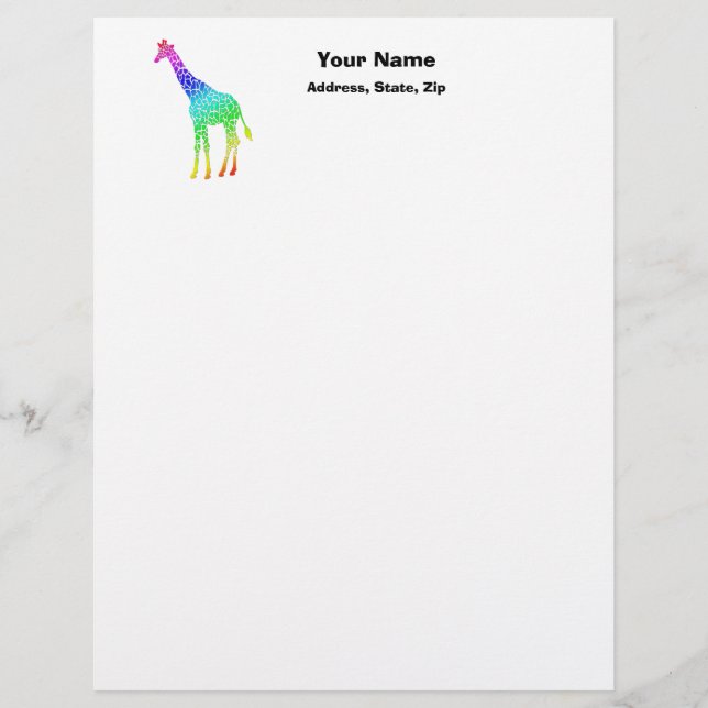 Membrete Giraffe colorida (Anverso)