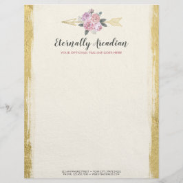 Membrete Glamorosas Flores Bohemias Florales Pink Gold Boho