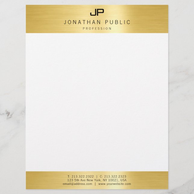Membrete Glamour Faux Gold First Professional Moderno (Anverso)