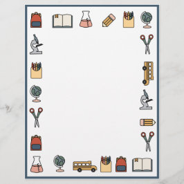 Membrete Globo de libros de bus para profesores sobre temas