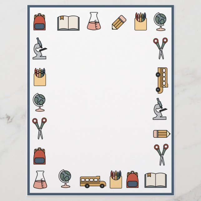 Membrete Globo de libros de bus para profesores sobre temas (Anverso)