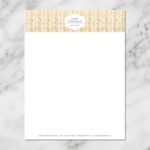 Membrete GOLD HERRINGBONE / CHEVRON ARTWORK Letterhead