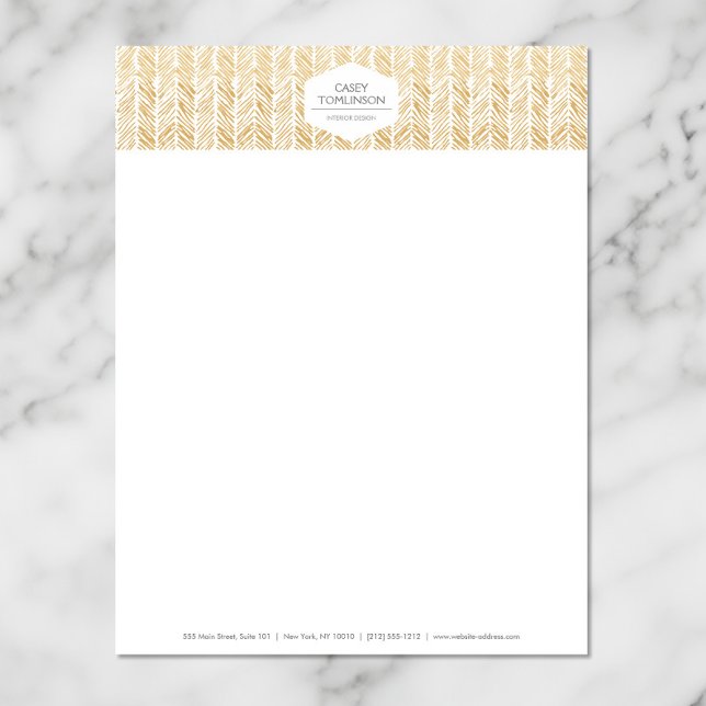 Membrete GOLD HERRINGBONE / CHEVRON ARTWORK Letterhead (Subido por el creador)
