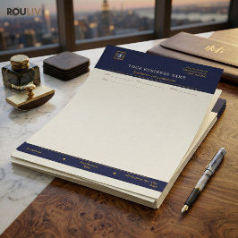 Membrete Gold Navy Executive Letterhead | Luxury Business 