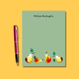 Membrete Golden Pears Boho con acuarela dibujada a mano