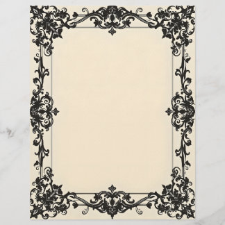 Membrete Gothic Damask Frame Stationery Paper