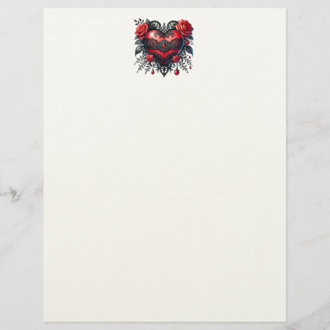 Membrete Gothic Heart Valentine Letterhead (Anverso)