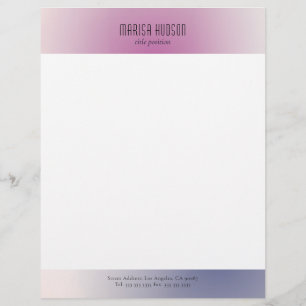 Membrete Gradiente Estético Minimalista Rosa Purpura Blanco