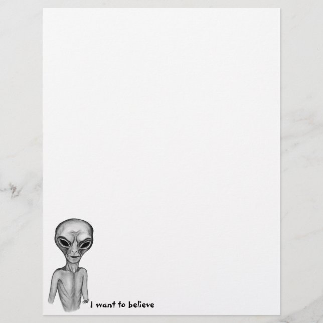 Membrete Grey Alien , quiero creer en Letterhead (Anverso)