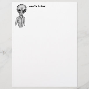Membrete Grey Alien , quiero creer en Letterhead