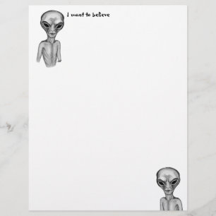 Membrete Grey Alien , quiero creer en Letterhead