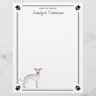 Membrete Greyhound Italiano de Crema Con Patas Y Texto Pers