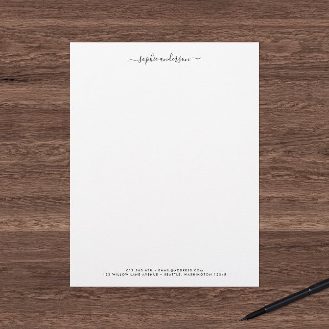 Membrete Guión moderno de caligrafía de moda personalizado (Subido por el creador)