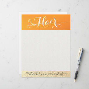 Membrete Hairstylist Makeup Salon Moda Naranja Tijeras de o