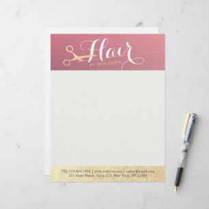 Membrete Hairstylist Makeup Salon Moderno Tijeras de oro ro