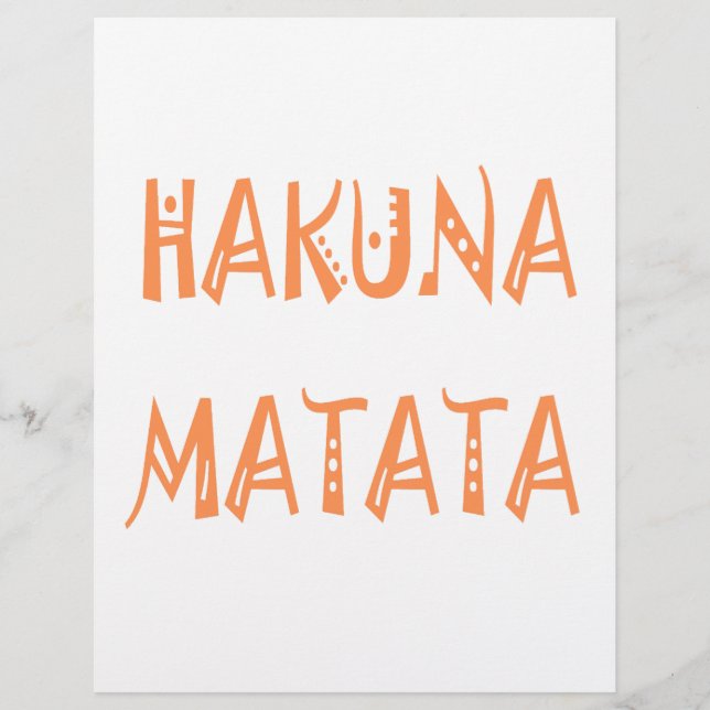 Membrete Hakuna Matata - Arte de texto tribal africano (Anverso)