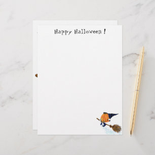 Membrete Halloween Letterhead Witch Pumpkin Flying Broom