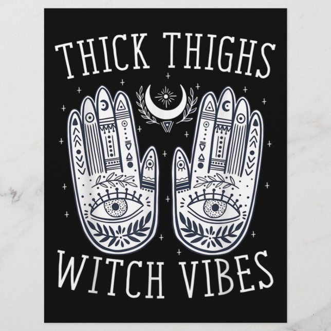 Membrete Halloween Thick Thighs Witch Vibes (Anverso)