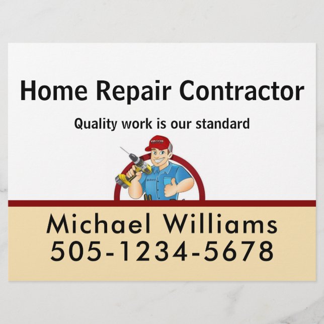 Membrete Handyman Contractor Home Repair Advertise (Anverso)