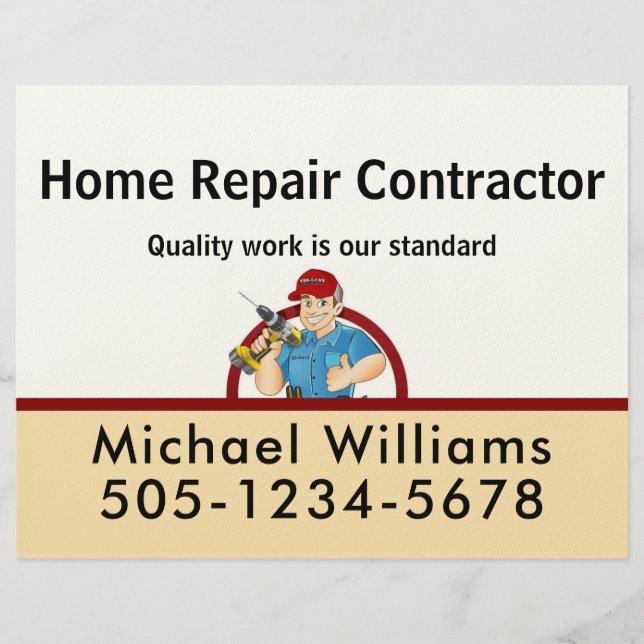 Membrete Handyman Contractor Home Repair Advertise (Anverso)