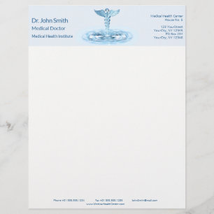 Membrete Hermes Rod Blue Caduceus Agua Ripples Medicina