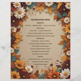 Membrete Hermosa invitación de menú de flores de otoño