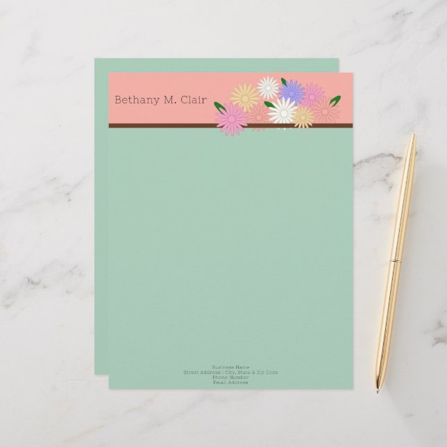 Membrete Hermoso arreglo de margaritas coloridas sobre el s (Anverso/Reverso In Situ)