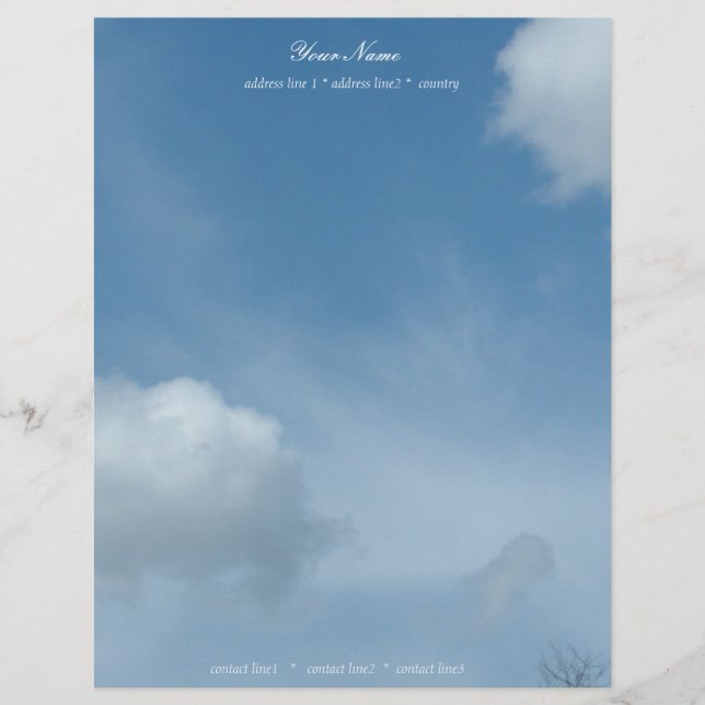 Membrete hermoso cielo azul y nubes (Anverso)