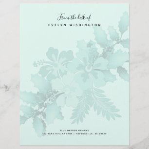 Membrete Holly n Hibiscus Holiday Business Letterhead Paper