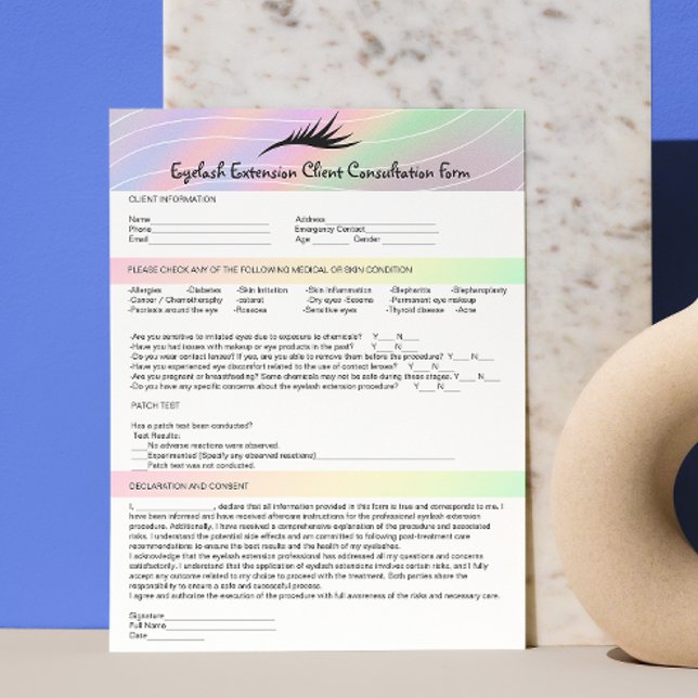 Membrete Hook Up Format Allergy Patch Test Lashes Client (Allergy Patch Test Trendy Hologram Lashes Client Letterhead)